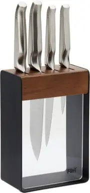 Furi Pro 41357 Clean and Store Stainless Steel Knife Block Set, Black (5-Pieces)