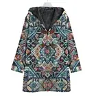 Norwegian Cotton Cozy Hooded Jacket Icelandic Blue Floral Cloak Coat Unisex
