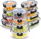 12-Pack Glass Food Storage Containers Airtight, Leak-Proof Glass Meal Prep