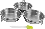 SHOWERORO 1 Set Non Stick Egg Mold Stainless Steel Egg Frying Pan for Cooking Steaming and Baking Easy to Clean and Use Brush Included Random Color