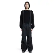 [ANDREA YA AQOV] Slouched Overalls in Cotton Canvas Black