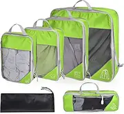 Compression Packing Cubes, ESHATO 6 Pieces Travel Luggage Organizer Accessories Extensible Storage Bags Travel Cubes for Suitcases (Green)