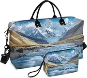 [ZRYSMY] River Landscape Winter Duffel Bag for Traveling, Travel Bag Gym Bag, with Multiple Interior Pockets Shoulder Weekender Bag for Women Men with Toiletry Bag 20.5L x 1.9W x 13.8H, Multi-Colored