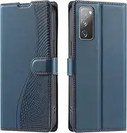 Compatible with Samsung Galaxy S20 FE 5G Kickstand Case Cover,Compatible with Samsung Galaxy S20 FE 5G Lanyard Magnetic Closure Wallet case Blue