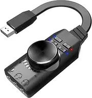 Daseeme GS3 USB 2.0 External Sound Card Vtual 7.1 Channel Sound Card Adapter Plug and Play with Headphone Microphone Jacks Control Mute Mic Games Sound Effect Upgrade Version for Desktop Laptop PC