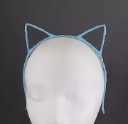 Light Blue sparkly cat kitten ears headband hair band accessory kawaii cosplay