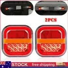 2x Square LED Tail Lights Stop Indicator Reverse Lamps 12V 24V Trailer Truck Ute
