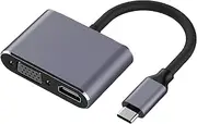 USB C to HDMI VGA Adapter with 4K 1080P VGA USB C 2 in 1 Hub Adapter Thunderbolt 3 to HDMI for MacBook Pro Air Chromebook Pixel Dell XPS 13 15 Samsung Galaxy S22 S21 S20 LenovoYoga Huawei