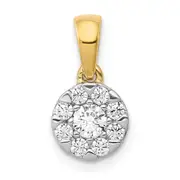 14k Yellow Gold 1/3ct. Real Diamond Circle Cluster Pendant