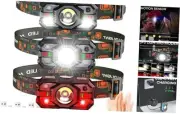 Rechargeable Headlamp Flashlight 3-Pack, 2000 Lumen Super Bright 3 Packs Black
