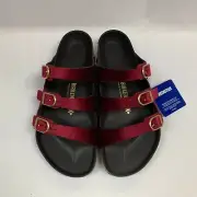 Birkenstock New w/ Box Florida Fresh Maroon Velvet Exquisite Narrow Select Size