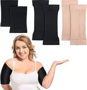 [SATINIOR] 2 Pair Arm Shapers for Plus Size Women, Slim Arm Compression Sleeve Upper Slimming Arm Wraps for Flabby Arms, 1 Pair Calf Compression Sleeves Included