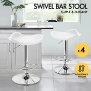 ALFORDSON 4x Bar Stools Portia Kitchen Swivel Chair Leather Gas Lift WHITE