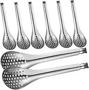MAGICLULU Ergonomic Handle Metal Fish Roe Colander 304 Stainless Steel Slotted Spoon Set Multi-Function Cooking Serving Spoon Perfect for Catering
