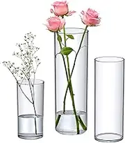Amazing Abby - Vase Viola Magra - Acrylic Cylinder Vases (3-Piece Set), Plastic Cylindrical Vases for Wedding Centerpieces, Home Decorations, and Office Ornaments, Shatter-Proof and Ultra-Safe