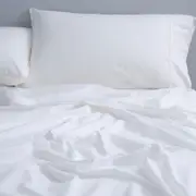 Canningvale Valeria Vintage Softwash Cotton King Sheet Set - White