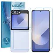 [3x in 1] Samsung Galaxy Z Flip6 Premium Clear Edge-to-Edge Full Coverage Hydrogel Screen Protector Film by MEZON (Galaxy Z Flip6, Hydrogel)
