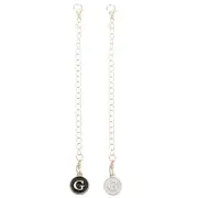 2pcs Bag Hanging Chain Gold Decorative G Letter Charm Chain Strap, White & Black