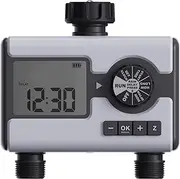 Aqualin Water Timer Digital Programmable Garden Sprinkler Timer 2 Outlet Irrigation System Controller Rain Delay Manual Watering Automatic for Yard