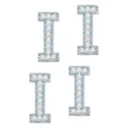 10 Pcs Iron on Letter Patches, Letter I Rhinestone Alphabet Applique, White/Blue