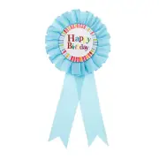 6" x 3" Birthday Ribbon, Award Ribbon Birthday Pin, Light Blue