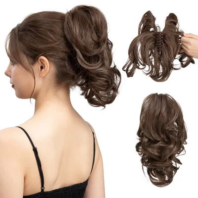 Synthetic Diy Claw Clip in Ponytail Extensions Hairpiece Hair Bun Fake Black Blo