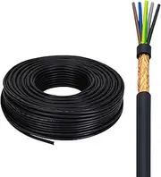 5-Core Oxygen-Free Copper Cable 0.5-2.5mm² Gauge Electrical Wire 30~200FT Multi-Shielded Industrial Electronic Wire 300V Flexible PVC Insulation(50FT(16M),1mm²-5C)