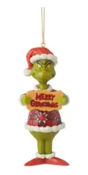 Jim Shore Dr. Seuss Grinch Merry Grinchmas PVC Ornament #6009532