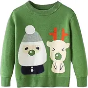 [JELEUON] Little Christmas Sweater Long Sleeve Knite Sweater Crewneck Pullover Sweatshirt Santa Sweater Tops