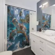Sea Turtle in the Ocean Shower Curtain | Bathroom Decor 71" × 74"
