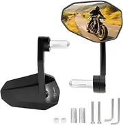 Lizbn Motorcycle Mirror 7/8 Inch 22 mm Universal Motorcycle Handlebar End Mirror E24 Tested CNC Aluminium Highsider Handlebar End Mirror for Motorcycles Scooters Cruiser ATVs