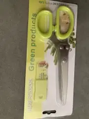 Herb Scissors - Green Products- 5 Layer Stainless Steel, Dishwasher Safe - Green