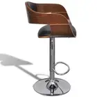 2x Solid Wood Bar Bent Stools Faux Leather Restaurant Bar Counter Stool vidaXL
