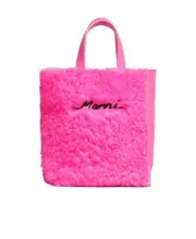 Marni Shearling Logo Patch Tote Bag One size Pink