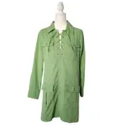 J. Crew Women's Size S Green Harbour Dress In Drapey Cotton Boho Coastal