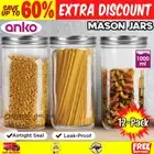 12 Pcs Canning Jars Mason 1000ml Jar Empty Glass Spice Preserve Bottles Storage