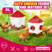 Chicken Bird Feeder Waterer Set Auto Food Water Dispenser Feeding Coop Automatic