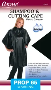 ANNIE SHAMPOO & CUTTING CAPE 42" X 54" WATERPROOF ALL PURPOSE #3910