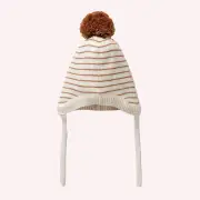 Stripe Organic Knitted Stripe Bonnet - Cinnamon by Wilson and Frenchy | the memo