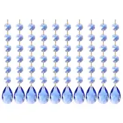 10pcs Pendants Teardrop Blue 160mm Crystal with Octagon Beads Decoration