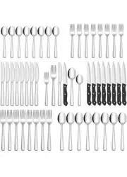 NEW! 48-Piece Silverware Set Steak Knives for 8 Stainless Steel Flatware Cutlery