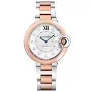 New Cartier Ballon Bleu SS & 18KRG Automatic 33 mm Silver Watch W3BB0021