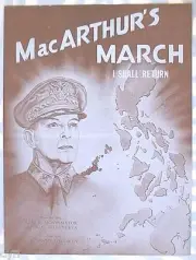 RARE OLD WAR SHEET MUSIC "MACARTHUR'S MARCH" UNUSED VINTAGE 1945
