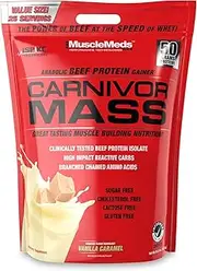 MuscleMeds Carnivor Mass Anabolic Beef Protein Gainer, Vanilla Caramel, 10.5 Pounds