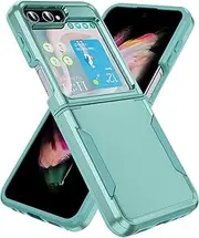 [Asuwish] Phone Case for Samsung Galaxy Z Flip 5 5G 2023 with Cover and Slim Thin Hybrid Full Body Protective Dual Layer Back Cell Accessories ZFlip5 Z5 G Flip5 5ZZFlip5 Z5 G Flip5 5Z Women Men Green