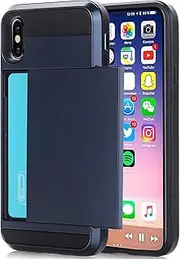 Wallet Case for iPhone Xs Max, Shockproof Cover for iPhone Xs Max, Anti Slip Case Hard Shell Slide Cover with Card Holder for iPhone Xs Max