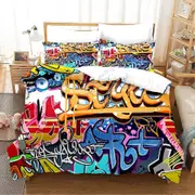 v2507 Bed Sheets Printed Hip-hop Style Bedding Set Pillowcase Duvet Cover Pcs Double Twin Full Queen King Adult Boys Bedclothes Quilt Cover 3-Piece Be