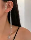 Rhinestone Tassel Drop Ear Wrap Crawler Hook Earring Fashion Cuff Earring