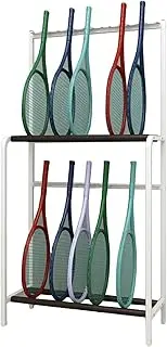 Tennis Racket Storage Rack,2-TiersSports Equipment Organiser,Badminton Racket Display Rack,for Fitness Gym Schools,Bearing Capacity 30kg