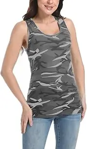 [Zcavy] Cool Summer Tank Top for Women Cute Print Sleeveless Shirts Tunic Scoop Neck Racerback Tank Tops